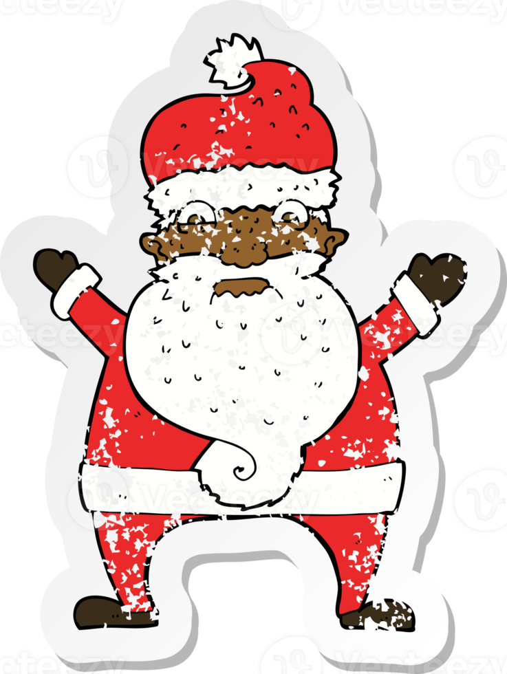 retro noodlijdende sticker van een cartoon gestresste kerstman png