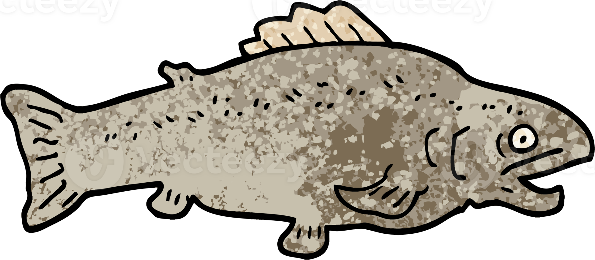grunge textured illustration cartoon large fish png