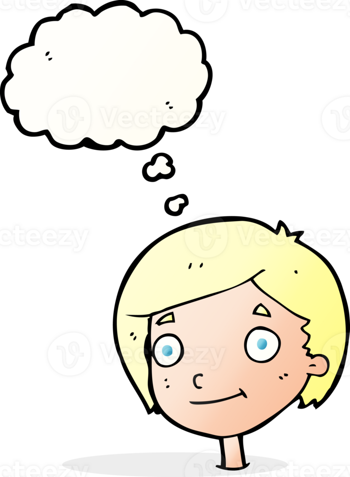 cartoon happy boy with thought bubble png