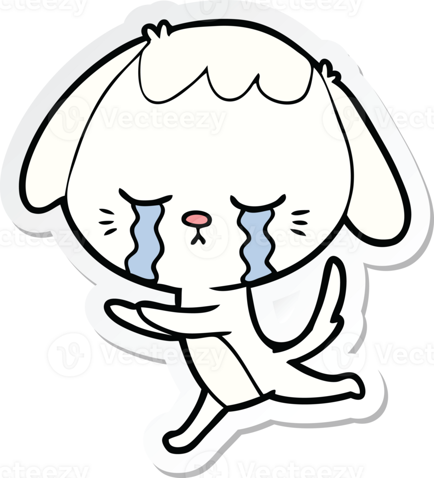 sticker of a cartoon crying dog png