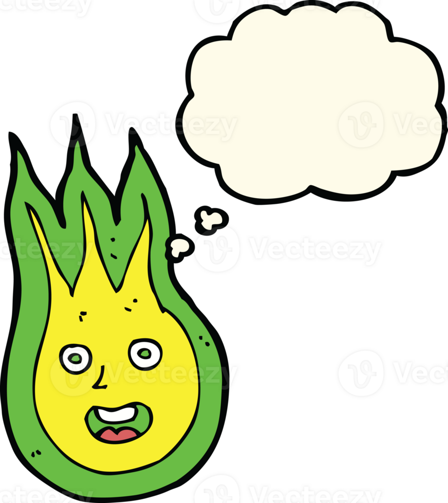 cartoon friendly fireball with thought bubble png