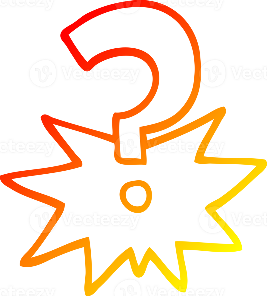 warm gradient line drawing of a cartoon question mark png