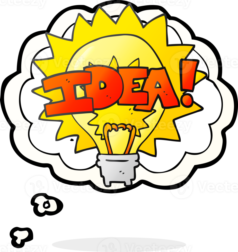 hand drawn thought bubble cartoon idea light bulb symbol png