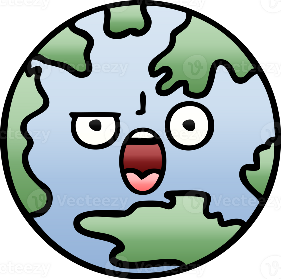 gradient shaded cartoon of a planet earth png