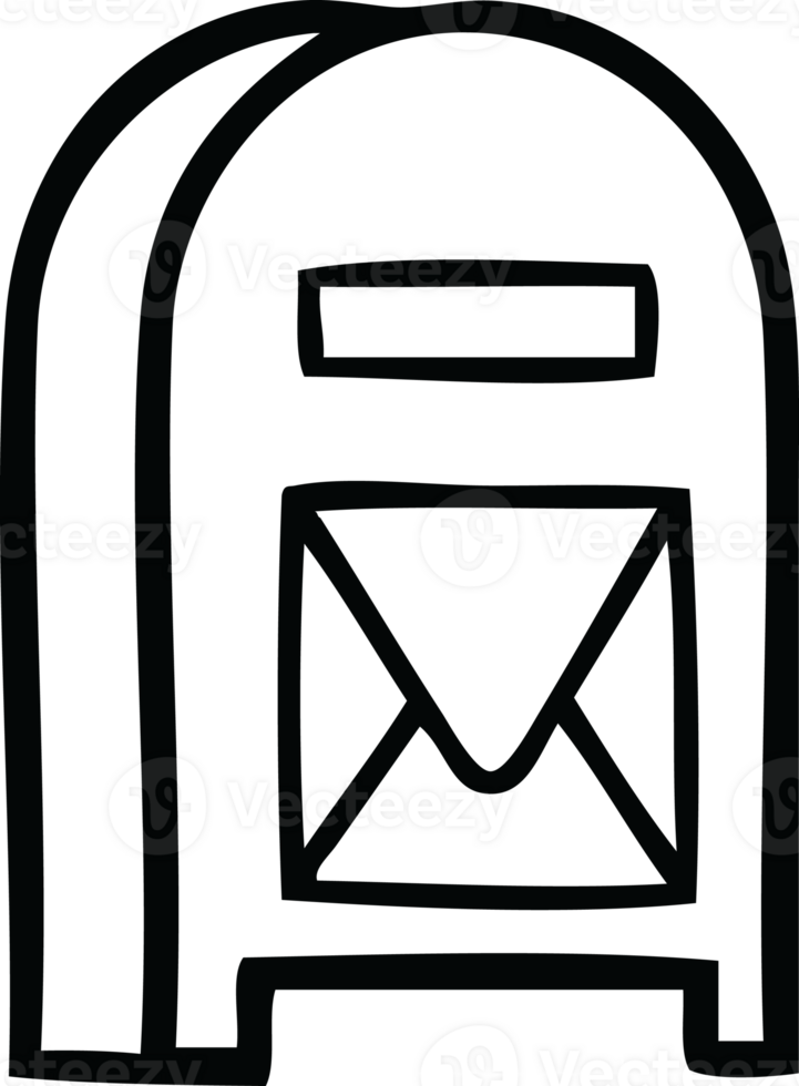 line drawing cartoon of a mail box png