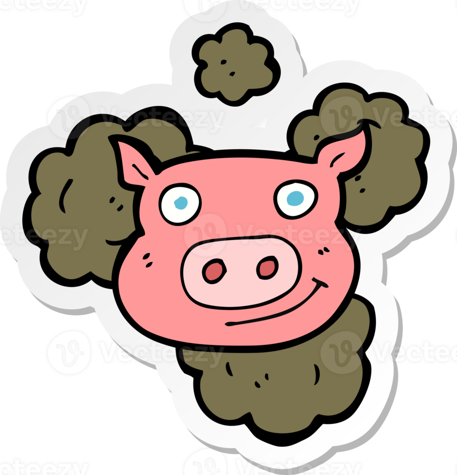 sticker of a dirty pig cartoon png