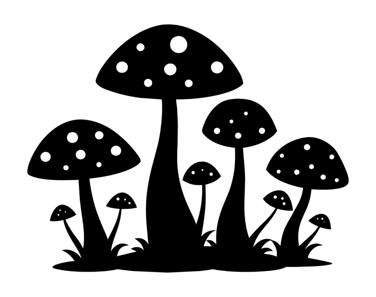 Mushroom Silhouettes on White Background vector