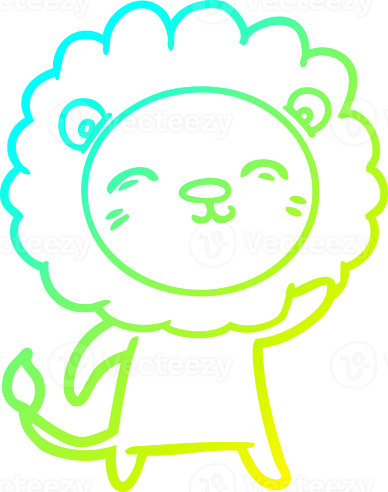 cold gradient line drawing of a cartoon lion png