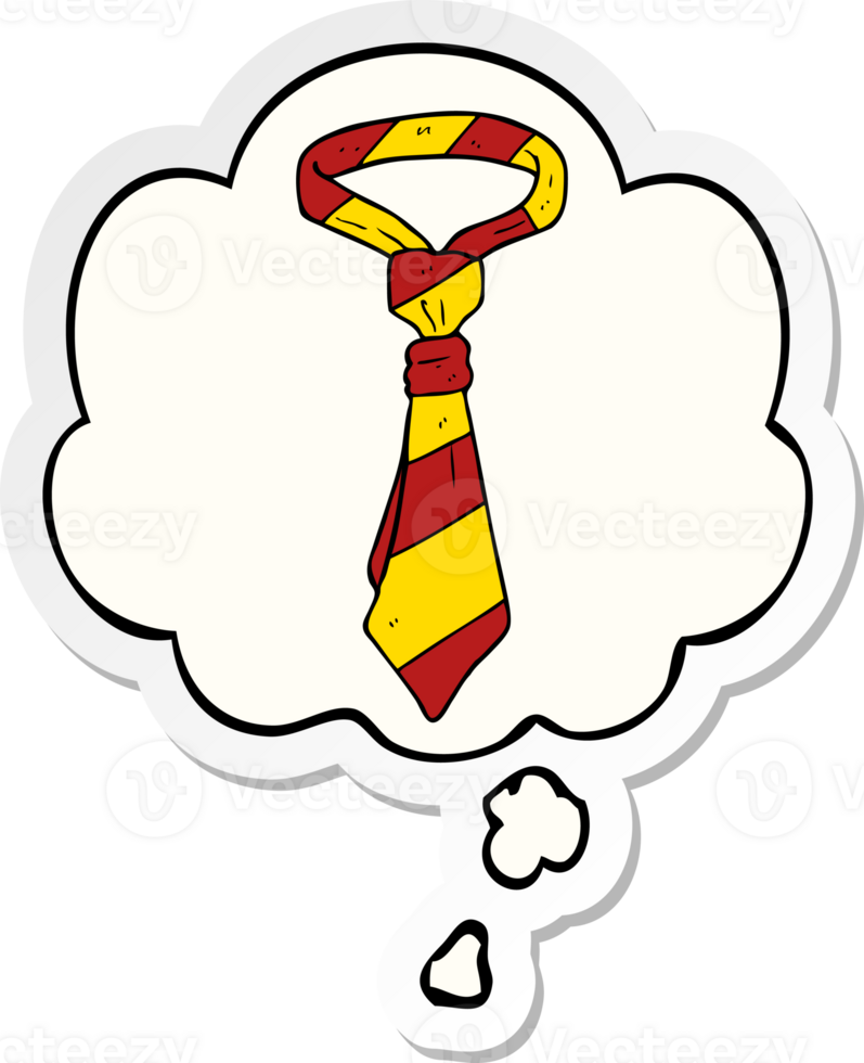 cartoon office tie with thought bubble as a printed sticker png