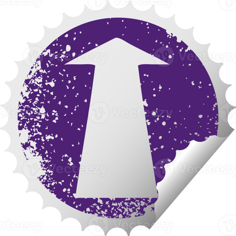 distressed circular peeling sticker quirky symbol arrow png