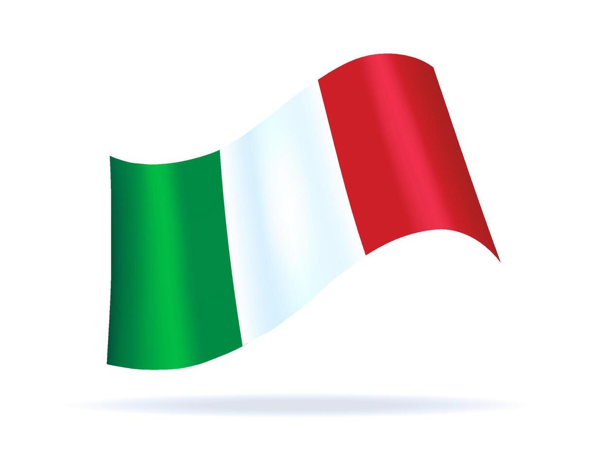 Shiny satin Italian flag waving in the air vector