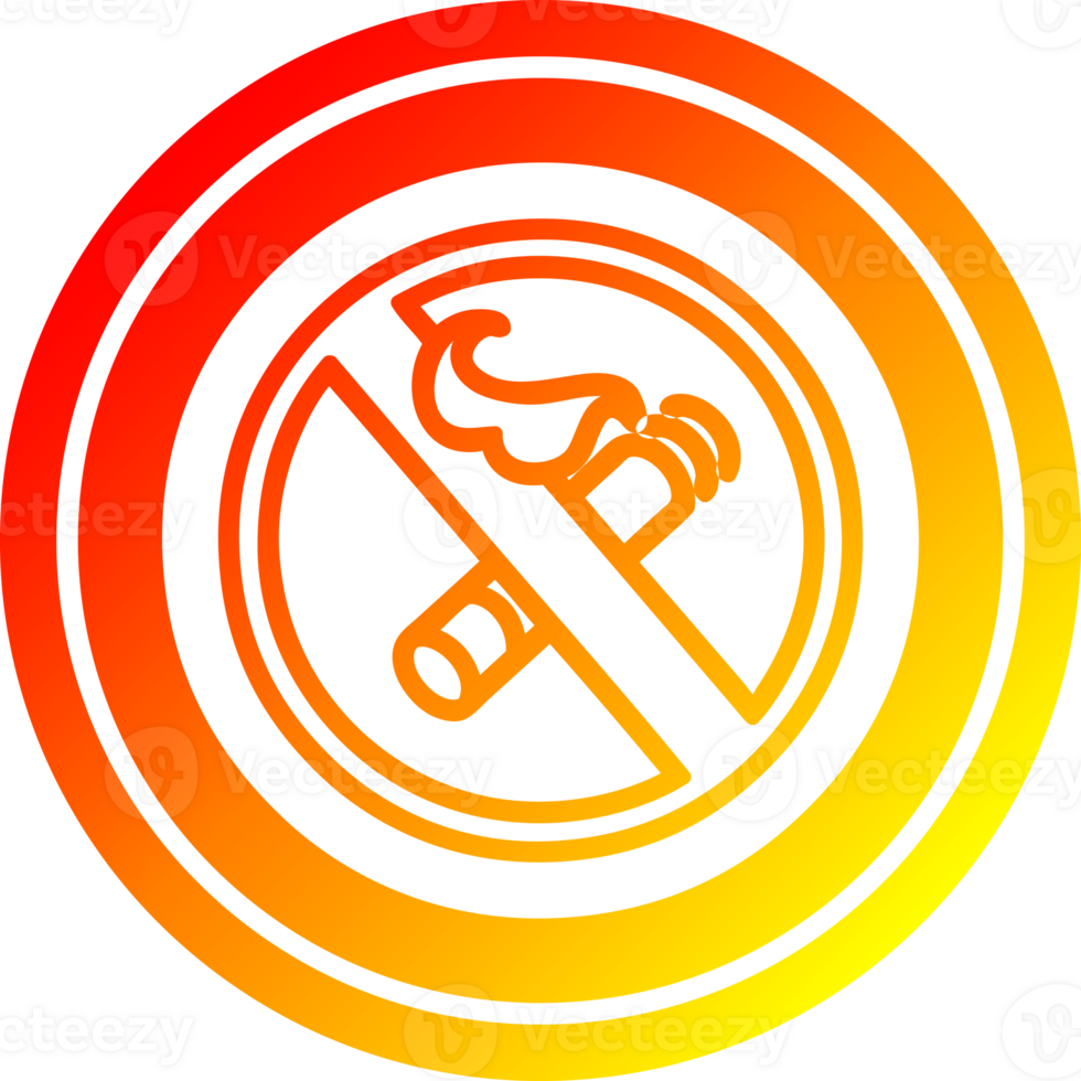 no smoking circular icon with warm gradient finish png