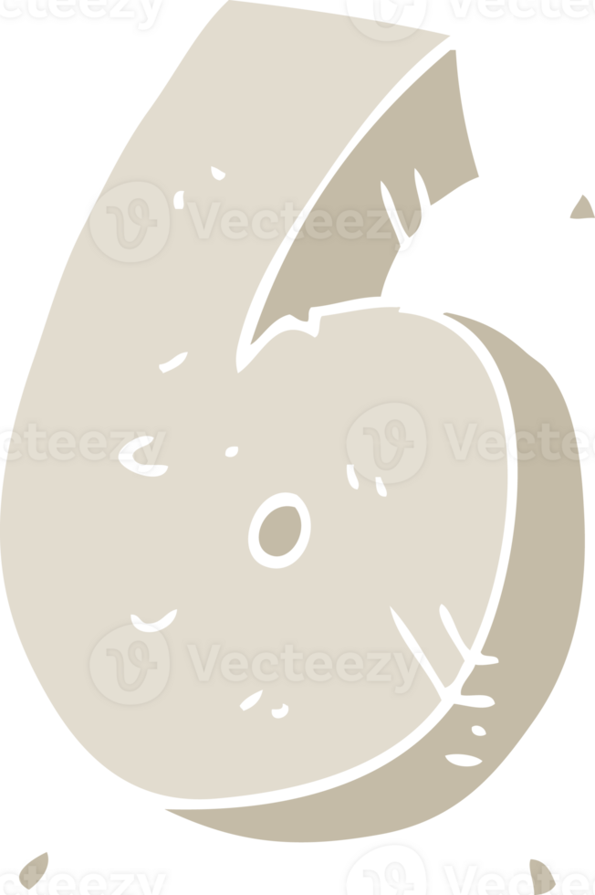 flat color illustration of stone number six png