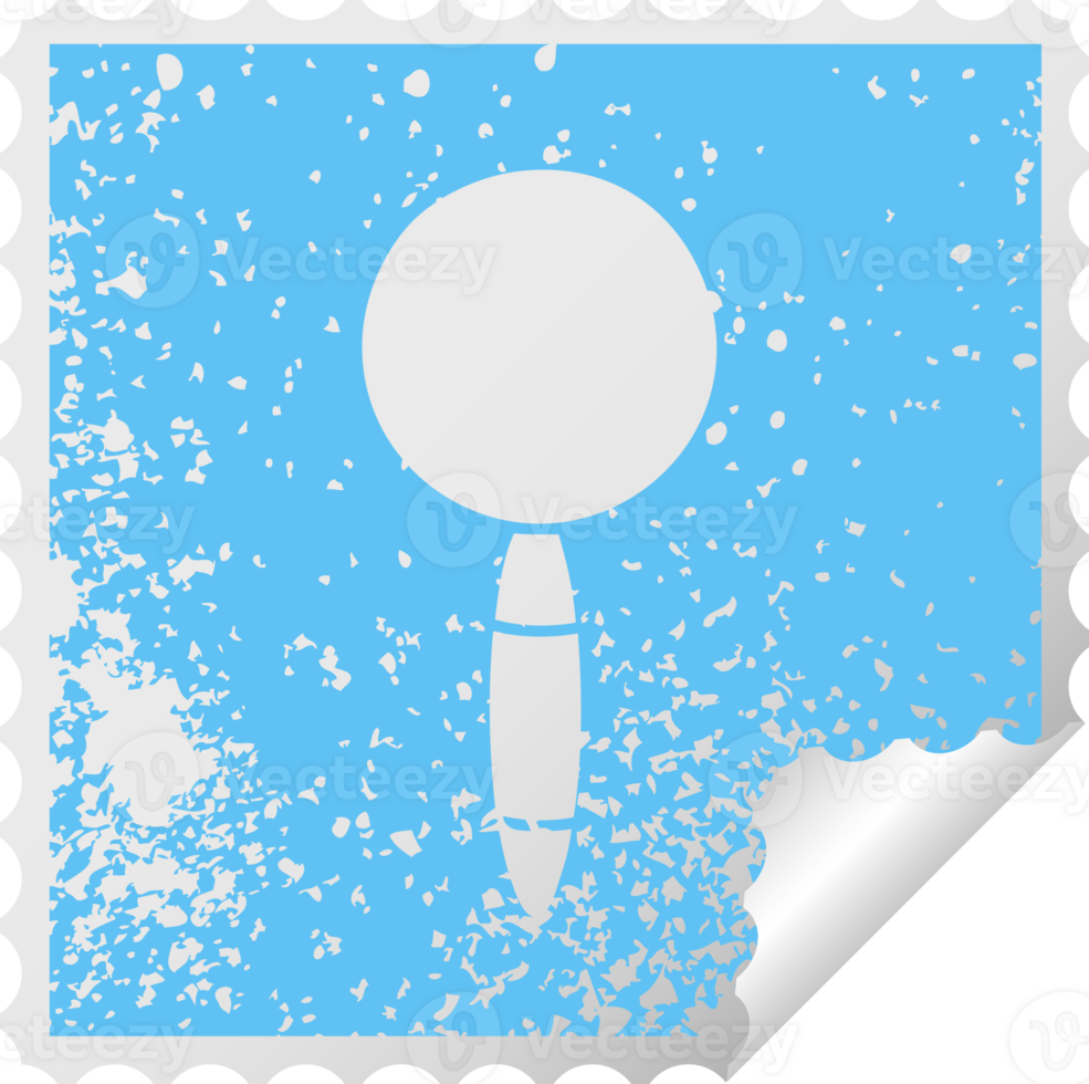 distressed square peeling sticker symbol of a magnifying glass png
