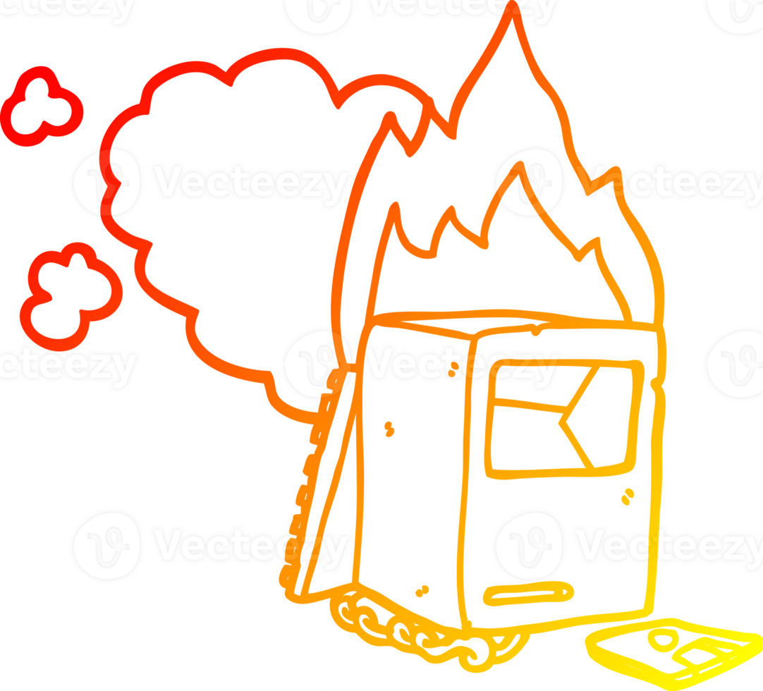 warm gradient line drawing of a cartoon broken computer png