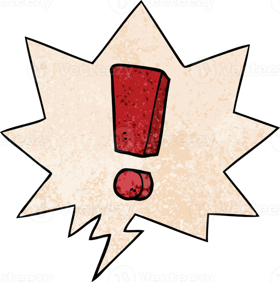 cartoon exclamation mark with speech bubble in retro texture style png