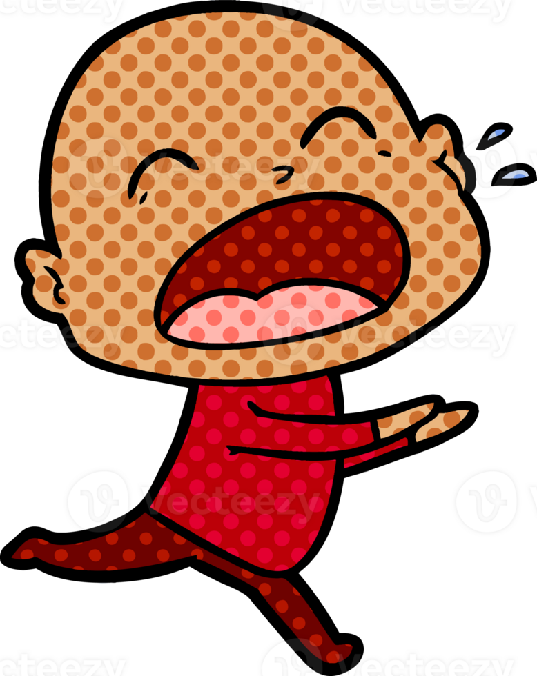 cartoon shouting bald man png