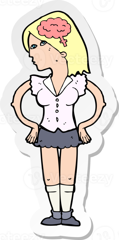 sticker of a cartoon intelligent woman png