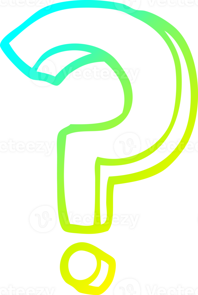 cold gradient line drawing of a cartoon question mark png