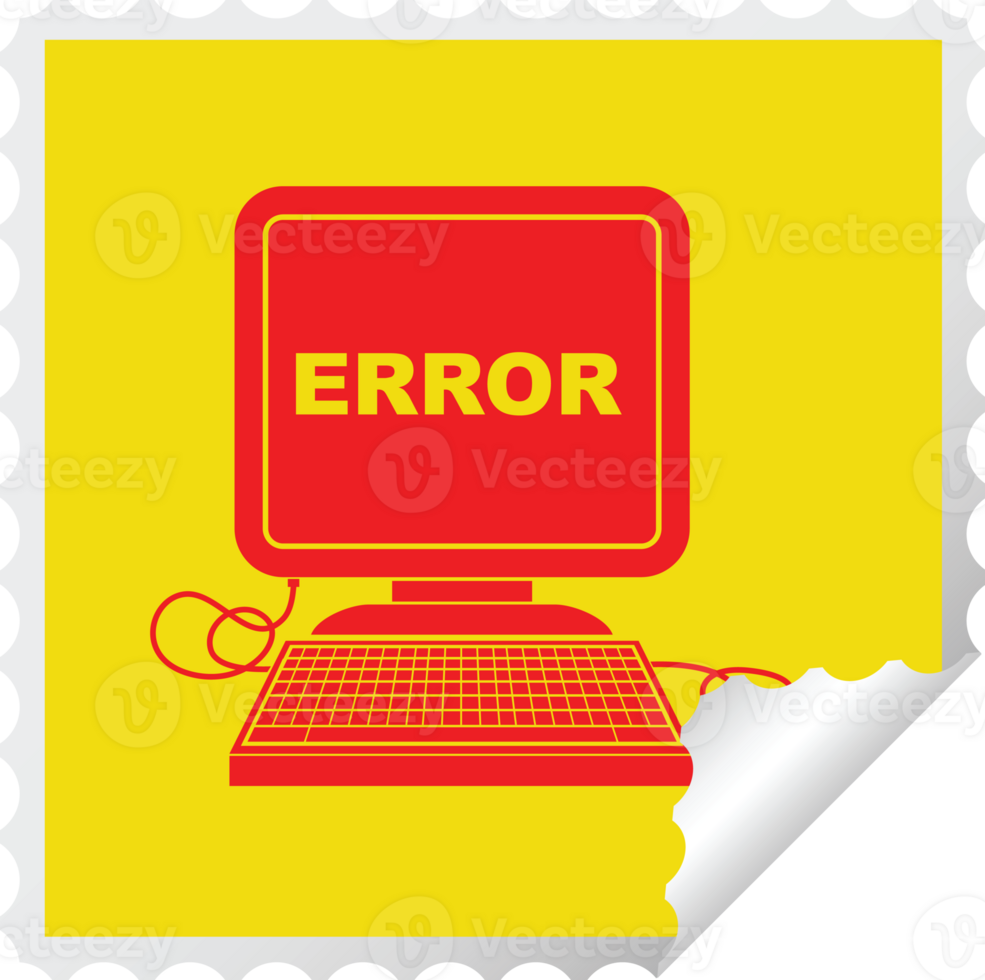 computer error   illustration square peeling sticker png