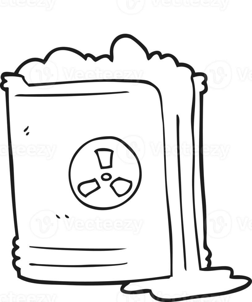 hand drawn black and white cartoon radioactive waste png