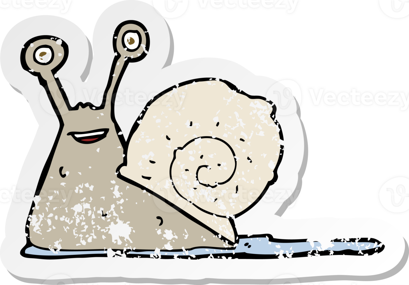 retro distressed sticker of a cartoon snail png