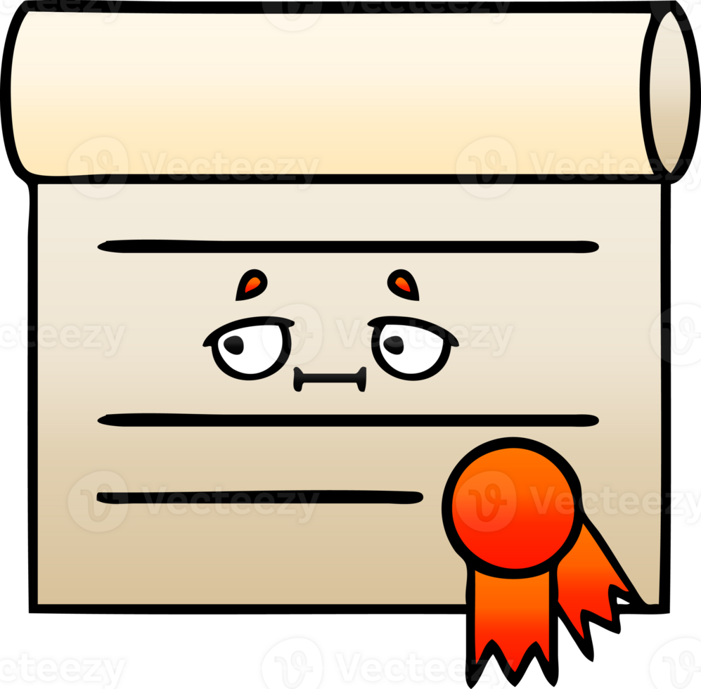 gradient shaded cartoon of a certificate png