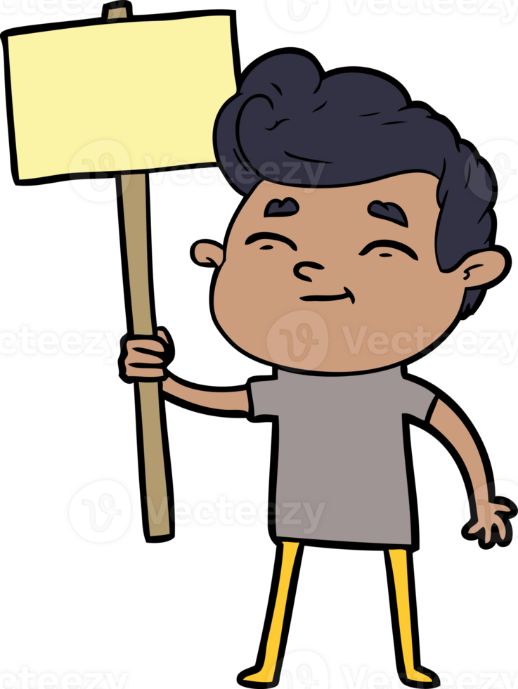 happy cartoon man with sign png