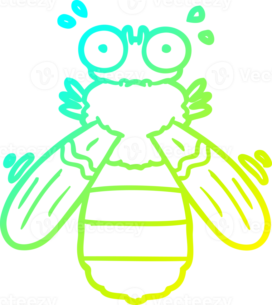 cold gradient line drawing of a cartoon bee png