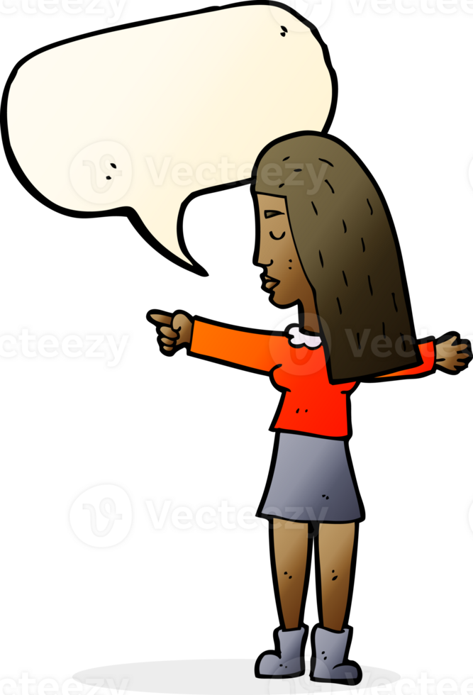 cartoon woman pointing with speech bubble png