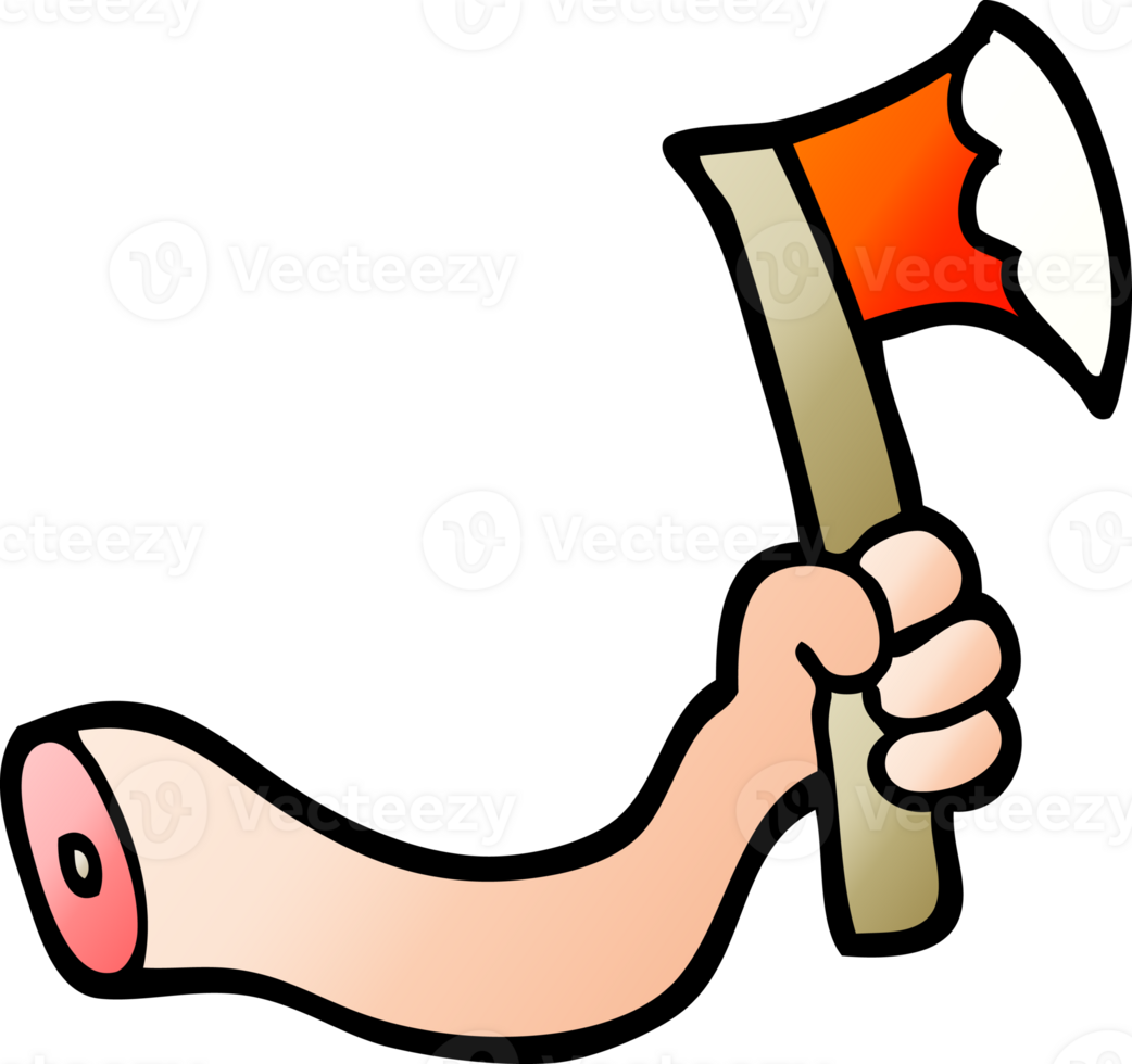 gradient illustration cartoon arm with axe png