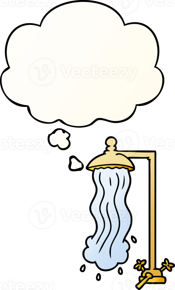 cartoon shower with thought bubble in smooth gradient style png