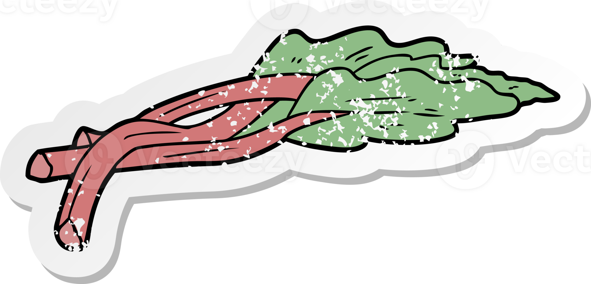distressed sticker of a cartoon rhubarb png