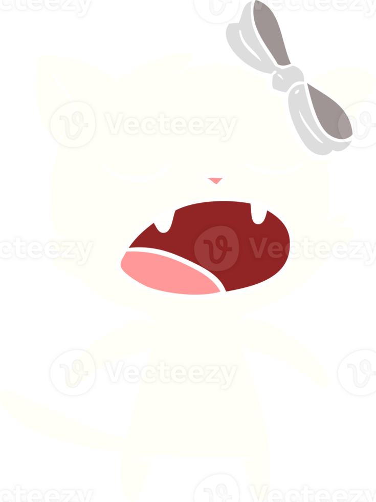 flat color style cartoon meowing cat png