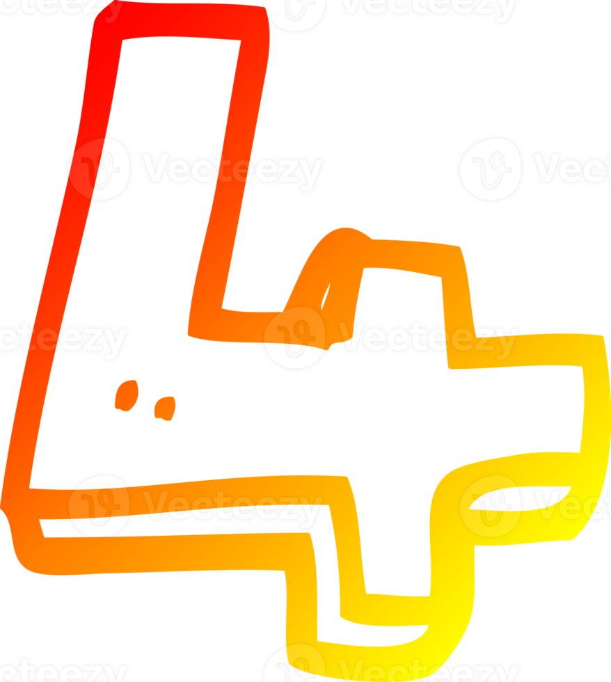 warm gradient line drawing of a cartoon number four png