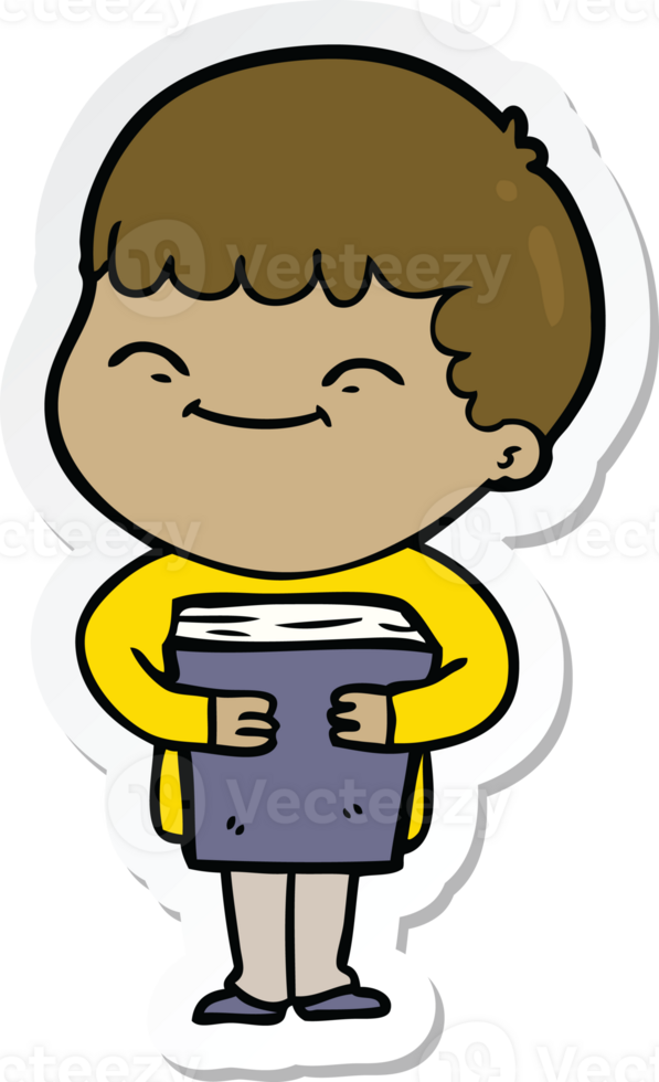 sticker of a cartoon happy boy png