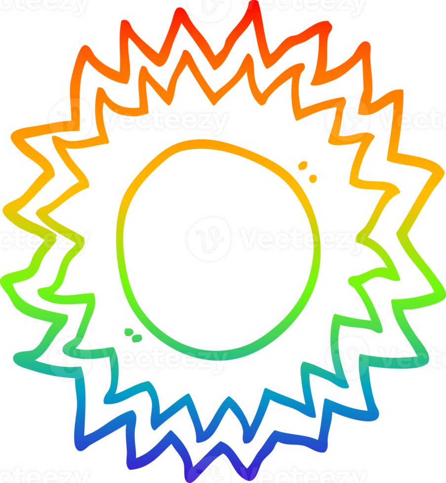 rainbow gradient line drawing of a cartoon sun png
