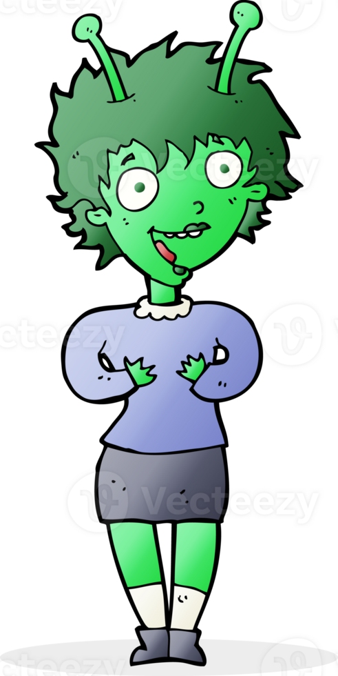 cartoon happy alien woman png