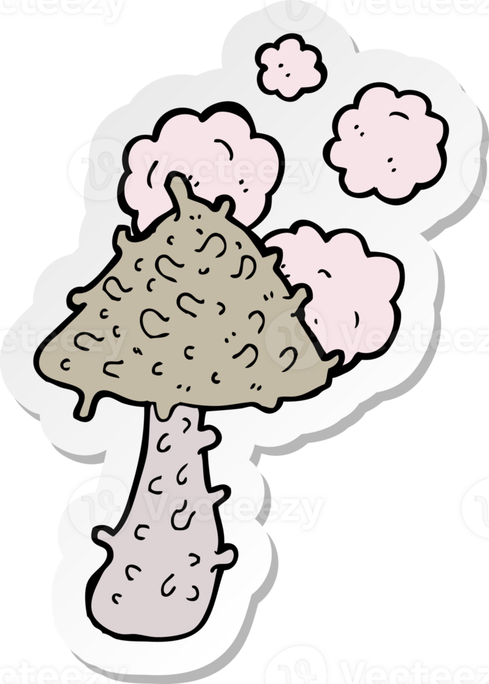 sticker of a cartoon weird mushroom png