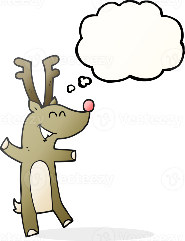 hand drawn thought bubble cartoon reindeer png