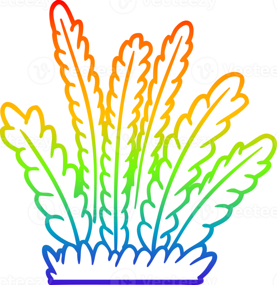rainbow gradient line drawing of a cartoon growing plants png