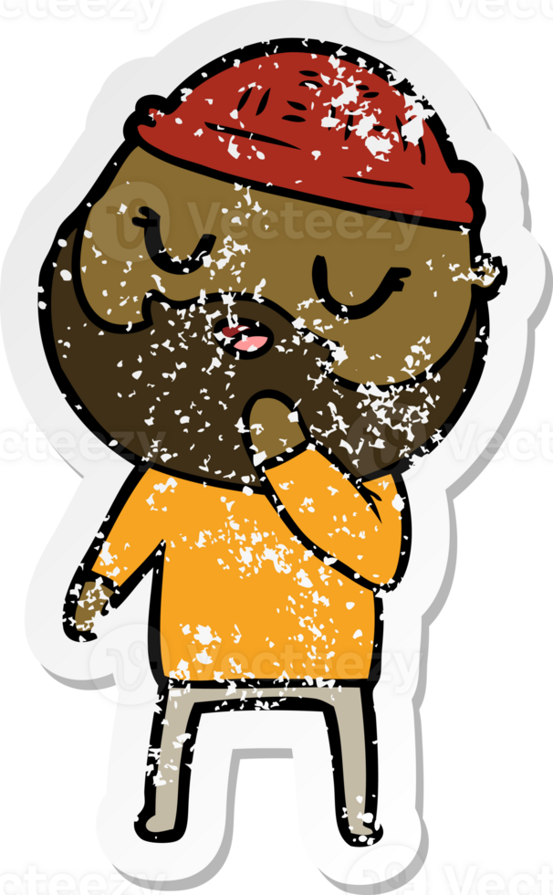 distressed sticker of a cartoon man with beard png