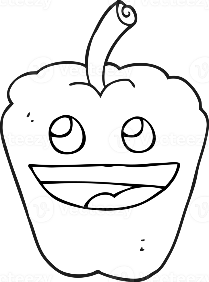 hand drawn black and white cartoon pepper png