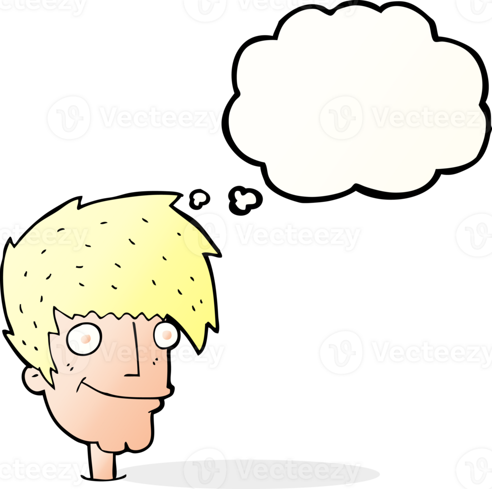 cartoon smiling man with thought bubble png