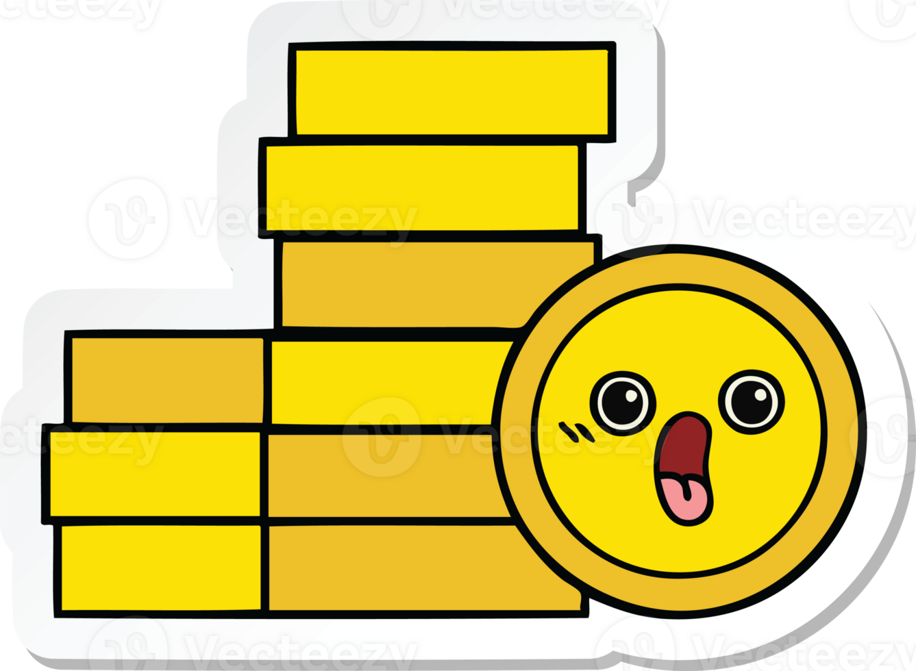 sticker of a cute cartoon coins png