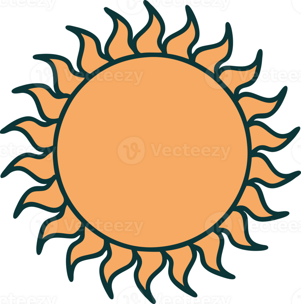 iconic tattoo style image of a sun png