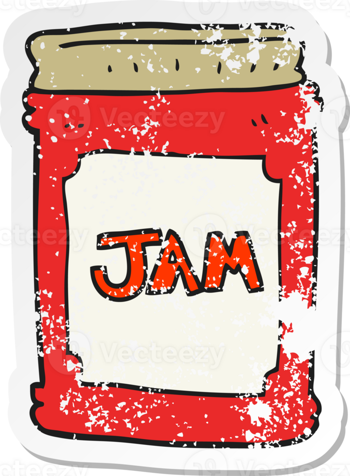retro distressed sticker of a cartoon jam jar png