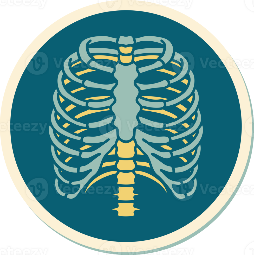 sticker of tattoo in traditional style of a rib cage png
