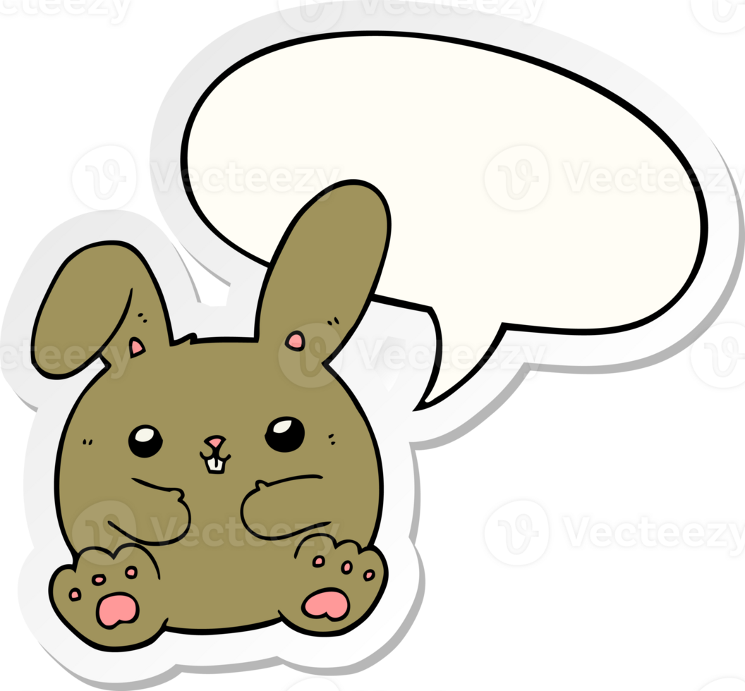 cartoon rabbit with speech bubble sticker png