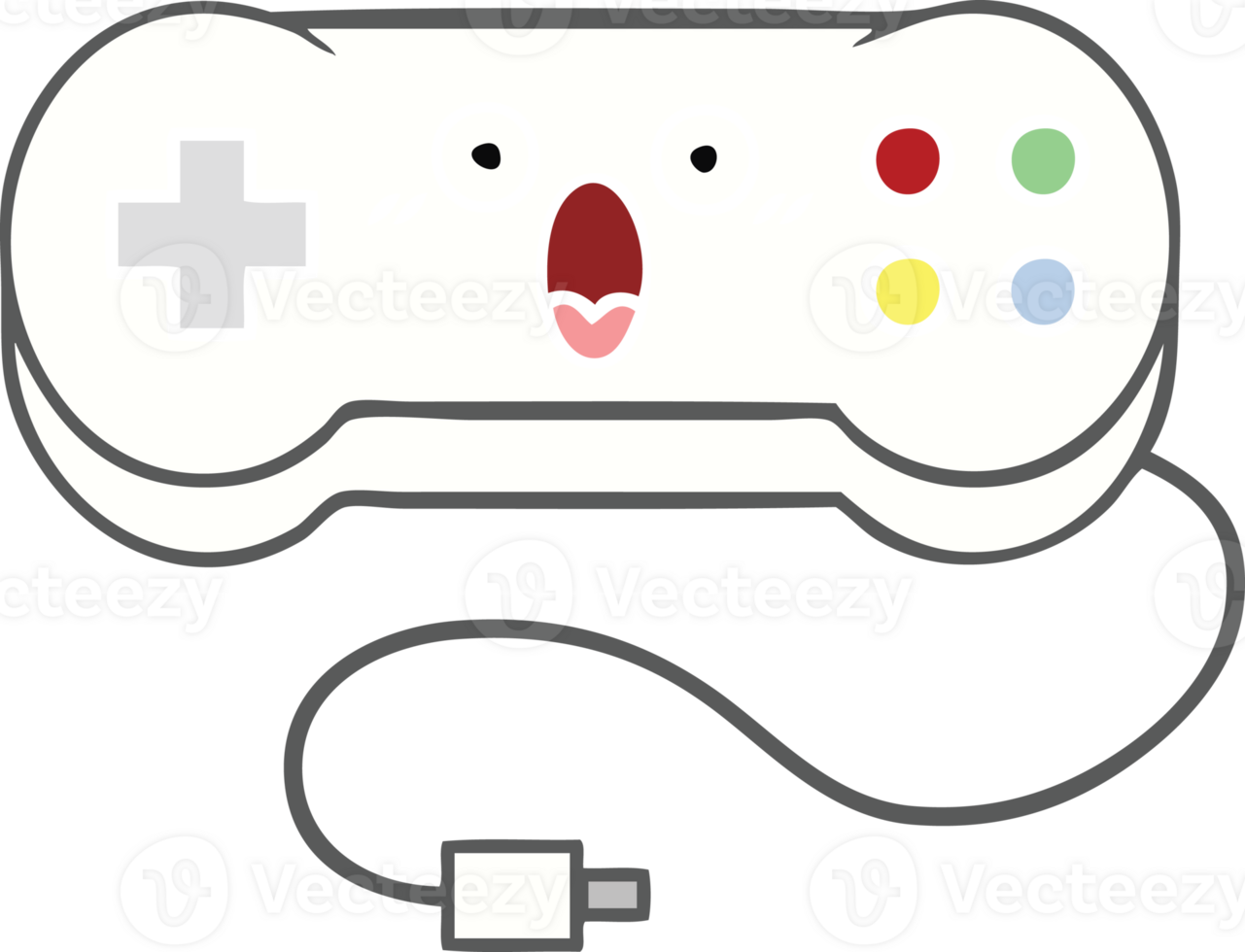 flat color retro cartoon of a game controller png